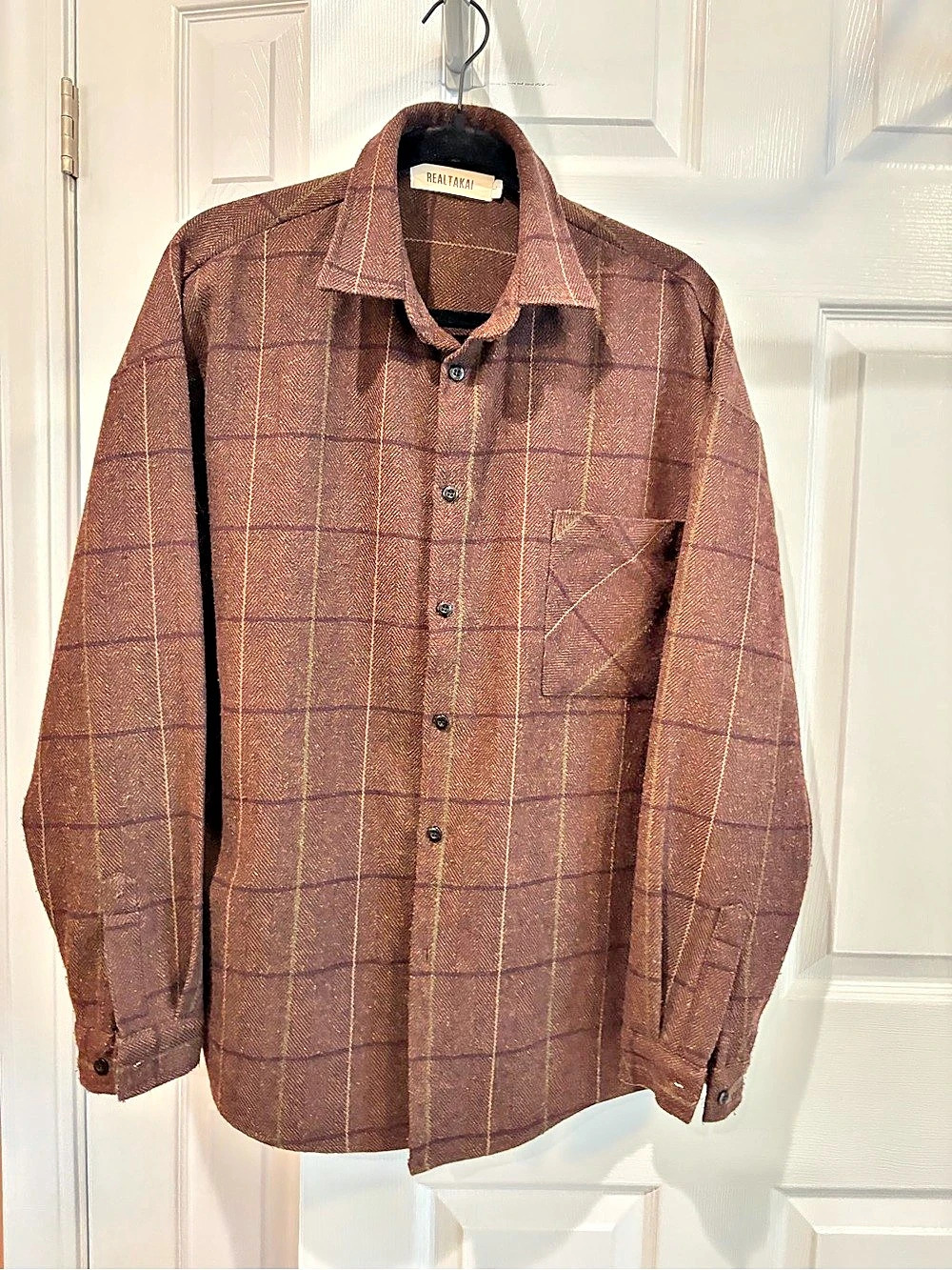 Realtakai RT No. 2811 Woolen Plaid Shirt Brown & Green